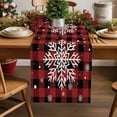thumbnail image 5 of Christmas Table Runner Christmas Snowflake Table Runners Snow Red Buffalo Check Plaid Cotton Linen Dresser Scarf Kitchen Dining Table Decor for Christmas Holiday Party Decor 13x72 Inch, 5 of 9