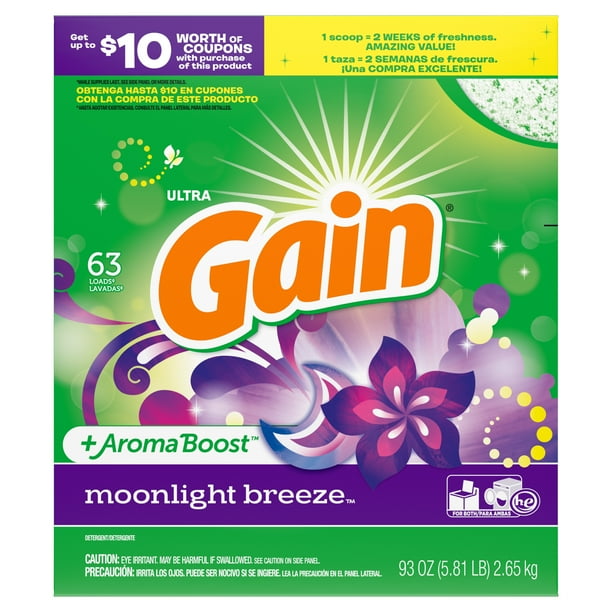 Gain Powder Laundry Detergent for Regular and HE Washers, Moonlight
