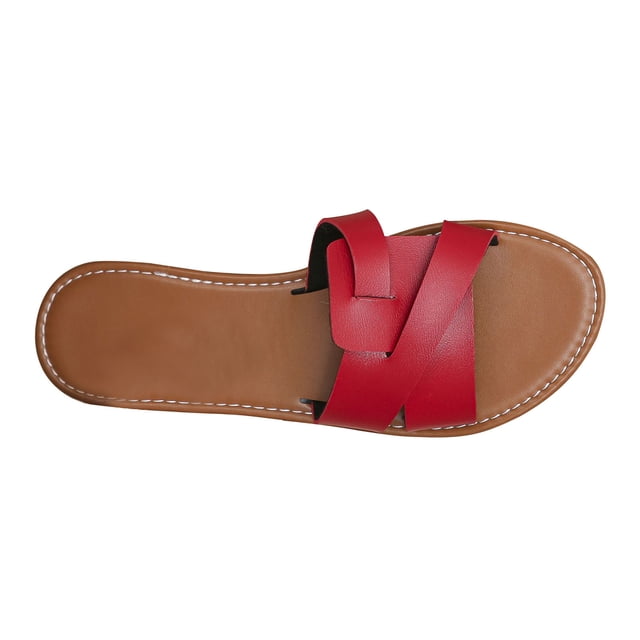 Hyknon Sandals for Women Summer Plus-size Solid Flat Flat With Open-toed Beach Slippers Arch Support Comfortable Sandals