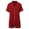 thumbnail image 6 of Women's Loungewear Sets – Stylish 2 Piece Lounge Sets for Nursing, Brunch or Lightweight Sleepwear Looks Women's Pajama Set Two Piece Casual Set Short Sleeved Top And Shorts Soft Pajama Chest Pocket, 6 of 9