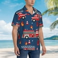 thumbnail image 3 of Rateoe Fire Truck 1 Pattern Men’s Hawaiian Shirt – Short Sleeve Button-Down Tropical Beach Shirt, Lightweight & Breathable Casual Aloha Shirt with Pocket,Large, 3 of 7