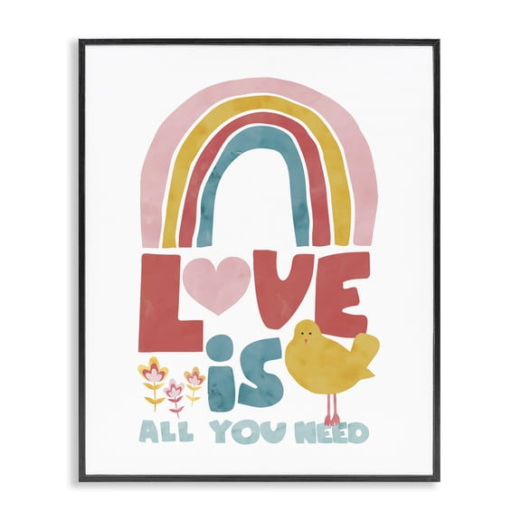 Stupell Industries Cottage Rainbow Love Is All You Need Black Framed Giclee Art, 16 x 20, by Jennifer McCully