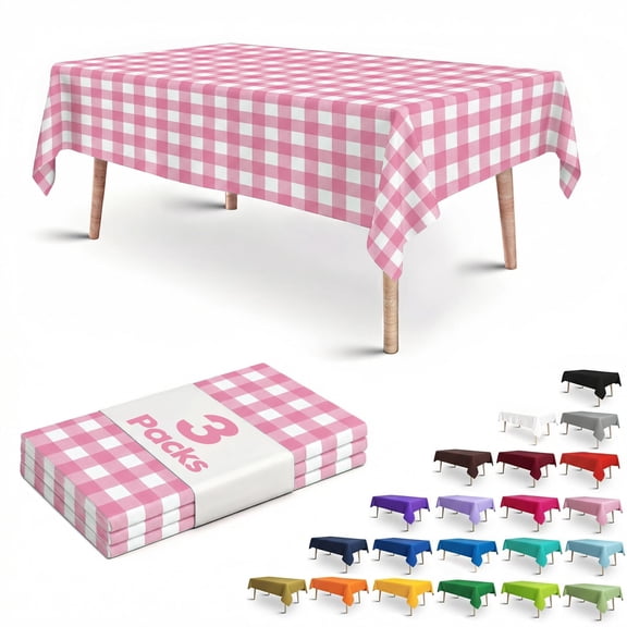 Minzimin Tablecloth 3 Pack, 54 x 108 Inch Disposable Table Cloth for 6FT Rectangle Tables, Leakproof Sturdy Thick Table Cover for Party, Picnic and Wedding