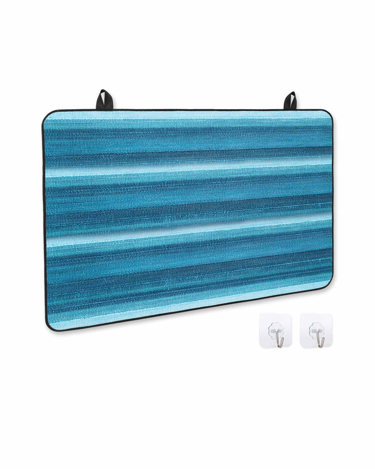 nqOlkjepod Large Induction Cooktop Protector Mat 24"x21", Turquoise Teal Ombre Stove Top Covers for Electric Stove, Farmhouse Modern Abstract Striped Stove Burner Cover Mats, Glass Top Stove Cover
