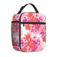 thumbnail image 4 of YFYANG Sac à Lunch Portable Réutilisable pour Adultes / Enfants, Motif Fleur Aquarelle Rouge Poignée à Boucle Mains Libres Isolation / Sac Froid pour École, Travail, Pique-Niques, Voyage, 4 of 6