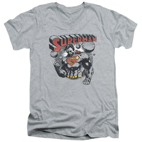 Superman Super Ko Adult V-Neck T-Shirt 30/1 T-Shirt Athletic Heather