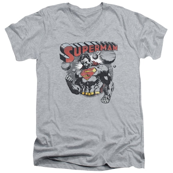 Superman Super Ko Adult V-Neck T-Shirt 30/1 T-Shirt Athletic Heather