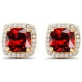 thumbnail image 2 of Paris Jewelry 24k Yellow Gold 2Ct Created Halo Princess Cut Garnet Stud Earrings Plated, 2 of 3