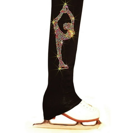 Ice Fire Skate Black Neon Biellmann Rhinestuds Skating Pants Girl4-20