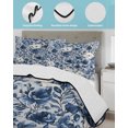 thumbnail image 4 of Navy Blue White Peony Queen Size Down Alternative Comforter, Lightweight Comforter Quilt Bedding Set with Pillow Shams Vintage Floral Blossom All Seasons Bed Comforter Duvet Insert 90"x96", 4 of 7