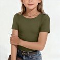 thumbnail image 2 of KPOPLK Kids Girls Pleated T Shirts Kids Summer Short Sleeve Cute Graphic Print Fashion Tops Tees Size 13-14 Years,AG, 2 of 4
