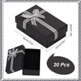 thumbnail image 2 of DIY 20PCS 3x2x1 inch Small Jewelry Box Cardboard Empty Gift Boxes with Lids Bulk Black Paper Ribbon Bowknot Cases for Earring Jewelry Ring Charms Necklaces Bracelet Christmas Party Packaging Box DIY, 2 of 5