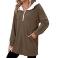 thumbnail image 5 of Horkkom Quarter Zip Pullover Women Long Sleeve V Neck Sweatshirt Casual Loose 1/4 Zip Pullover Sweatshirts with Pockets L, 5 of 7