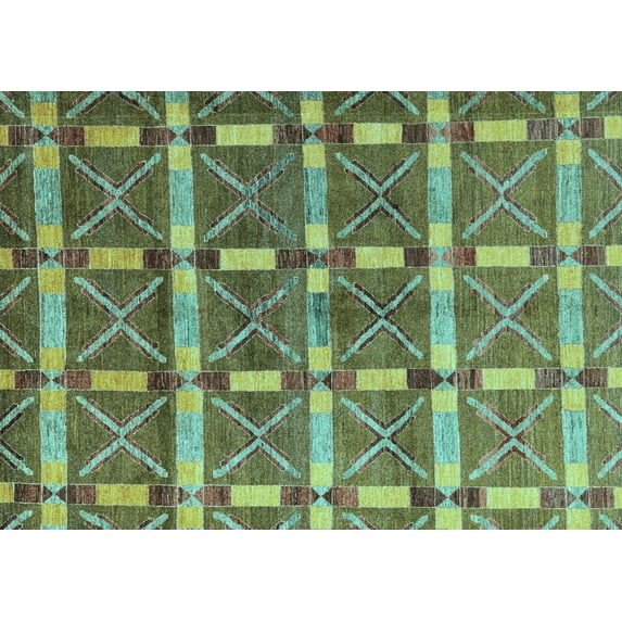 Ahgly Company Indoor Rectangle Oriental Light Blue Modern Area Rugs, 2' x 4'