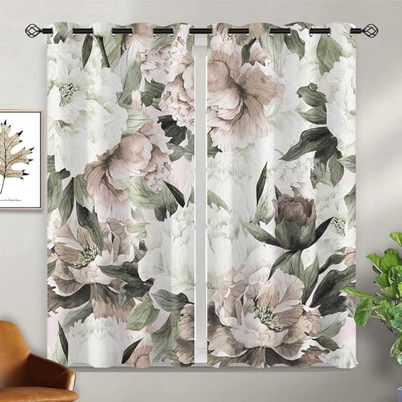Floral Blackout Curtains For Girls Boy Home Decor, Farmhouse Rustic Vintage Rose Flower Art Grommet Thermal Drapes Darkening Window Curtain For Bedroom Living Room 26"W x 54"L (Pack of 2)