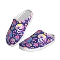 thumbnail image 2 of Daiia Skull colorful mushroom Print Women’s Fuzzy Slippers Memory Foam Lightweight House Shoes Cozy Loafer Flannel House Shoes-42/43, 2 of 7