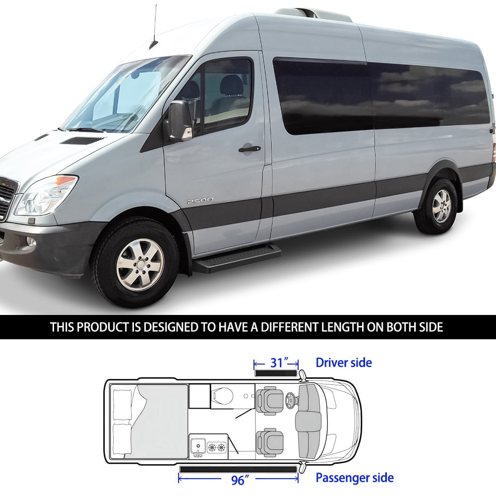 APS Running Boards 6in Matte Black Compatible with Dodge Sprinter 2007-2009 Full Size Van & Mercedes-Benz Sprinter 10-25 3-Door(Exclude Passenger Van With Rear A/C and 2015 4X4) Nerf Bars Steps