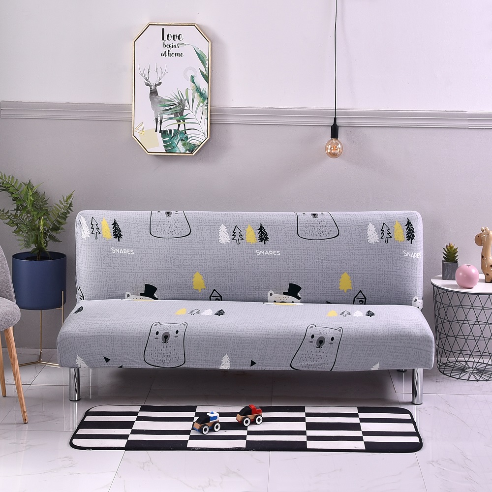 CJC Armless Futon Sofa Cover Stretch Folding Sofa Bed Slipcover