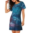 thumbnail image 2 of Easygdp Abstract Colorful Art Supplies Camisón de manga corta para mujer, informal, estampado, 2 of 6