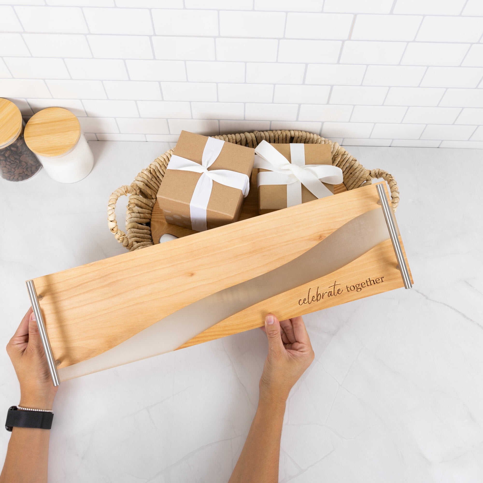 Pavilion Gift Company - Celebrate Together - 21" Wood & Resin Cheese/Bread Board Set