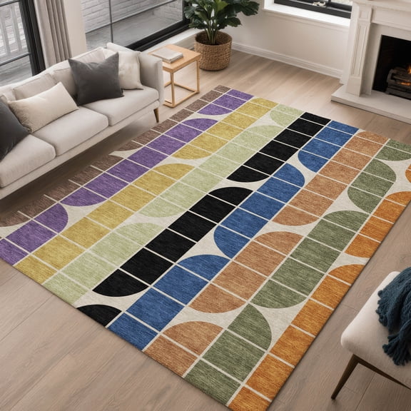 Addison Rugs Chantille Indoor/Outdoor Transitional Mid-century Modern Blue Machine Washable Rectangle Rug, 10' x 14'