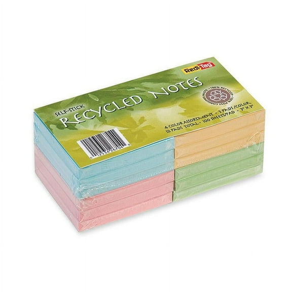 Redi-Tag, RTG26704, Self-Stick Recycled Notes, 12 / Pack