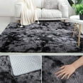 thumbnail image 5 of IR Imperial Rooms Shag Rug 2x3ft for Bedroom, Entryway Kids Room Fluffy Area Shaggy Rug Grey Tie Dye, 5 of 11