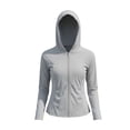 thumbnail image 7 of Bosfbaoi Women's Hooded Full Zip Long Sleeve Athletic Jacket, Slim Fit Stretchy Breathable Workout Top, Curved Hem Thumbhole Outerwear for Yoga Gym Daily, 7 of 7