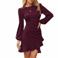 thumbnail image 1 of Vestido Byinns 2024, suéter de punto ajustado, mini, rojo vino, para mujer, 1 of 6