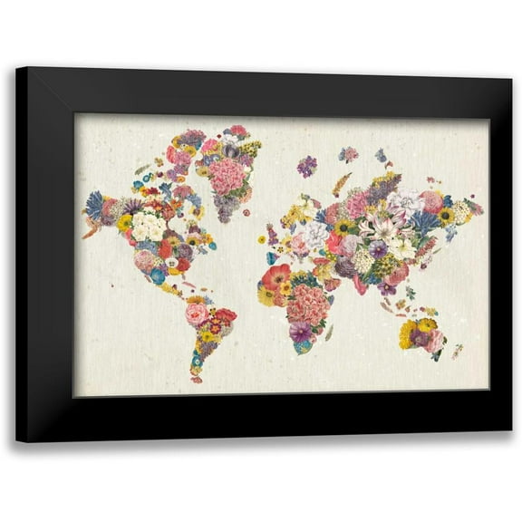 Wild Apple Portfolio 14x11 Black Modern Framed Museum Art Print Titled - Botanical Floral Map Light