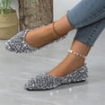 thumbnail image 5 of Women's Rhinestone Flats Elegant Glitter Ballet Flats Dress Pearl Wedding Shoes Pointed Toe Slip On Loafers for Women, 36, 5 of 9