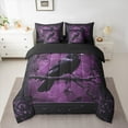 thumbnail image 2 of Manfei Black Purple Crow Twin Bedding Sets 7-Piece for Kids, Vintage Western Bohemian Bedding Comforter Set, Halloween Theme Reversible Sheet Sets, Ultra Soft Home Decor, 2 of 7