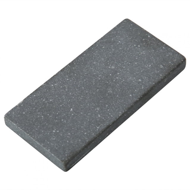 piedra de toque, joyas de piedra de toque pequeña, joyas para probar monedas de joyería anggrek jgzp14 piedra rectangular gris oscuro con textura granulada, vista en 3/4 desde arriba; base para aplicar gotas de ácido y comprobar pureza de oro, plata o platino, aprox. 55–65 g; también usada por aficionados para practicar pruebas.
