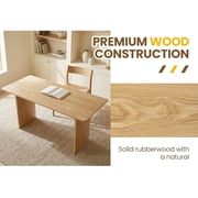 Guyou 55 Natural Oak Desk, Light Wood Finish MDF Study Table, Versatile Vanity & Office Desk with Sculptural Legs, Sturdy Two-Pedestal Design for Work & Study, Natural