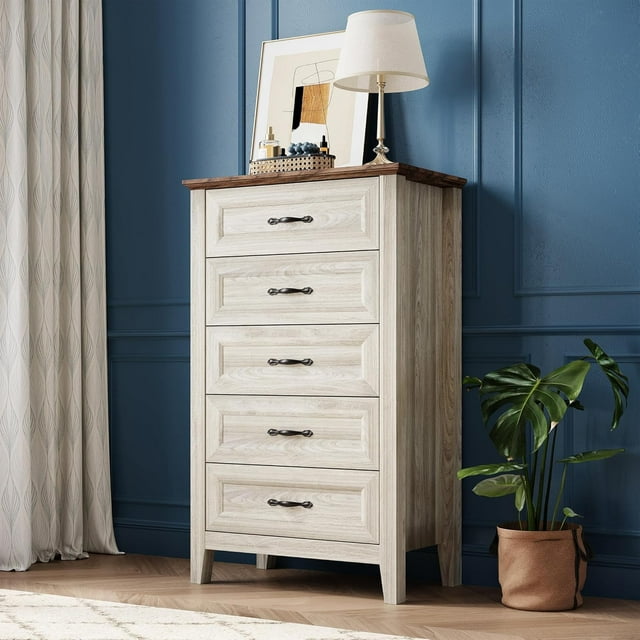 Zzistar Commode à 5 Tiroirs pour Chambre, avec Poignées en Métal, Commode, Commode Haute
