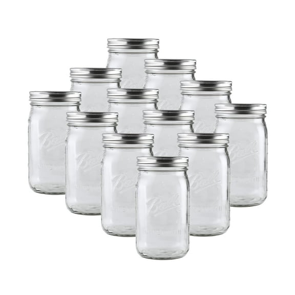 32oz Wide Mouth Glass Jars with Airtight Lids, 12 Pack for Food Storage & Fermentation