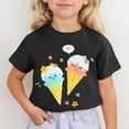 thumbnail image 2 of MIXUE Toddler Girls Tops & T-Shirts Summer Cute Ice Cream Print Round Neck Short Sleeve Fashion Casual Tshirts Outwear,Black,3-4 Years, 2 of 4
