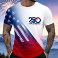 thumbnail image 2 of USA 250Th Anniversary Shirt Men's Short Sleeve Crew Neck Top with Stars and Stripes Print Commemorative Graphic Tee Everyday Casual Wear Lightweight Breathable White L, 2 of 4