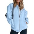 thumbnail image 6 of Women's Zip Up Y2K Hoodies 2026 Spring Casual Long Sleeve Sweatshirts Fall Winter Track Jackets with Pockets Light Blue L, 6 of 8