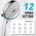 thumbnail image 3 of 12 Functions Shower Head with handheld, High Pressure Detachable Shower Head Set with Hose ON/Off Button for Pets Dog Bath, Adjustable Bracket Rubber Washers Chrome, 3 of 8