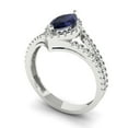 thumbnail image 2 of 1.2ct Marquise Cut Blue Sapphire 18k White Gold Engraving Statement Bridal Wedding Halo Designer Ring Size 10.5, 2 of 5