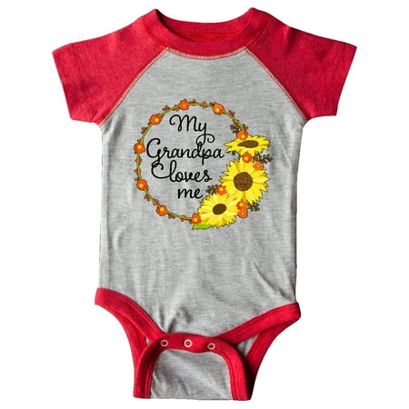 

Inktastic My Grandpa Loves Me with Sunflower Wreath Gift Baby Boy or Baby Girl Bodysuit