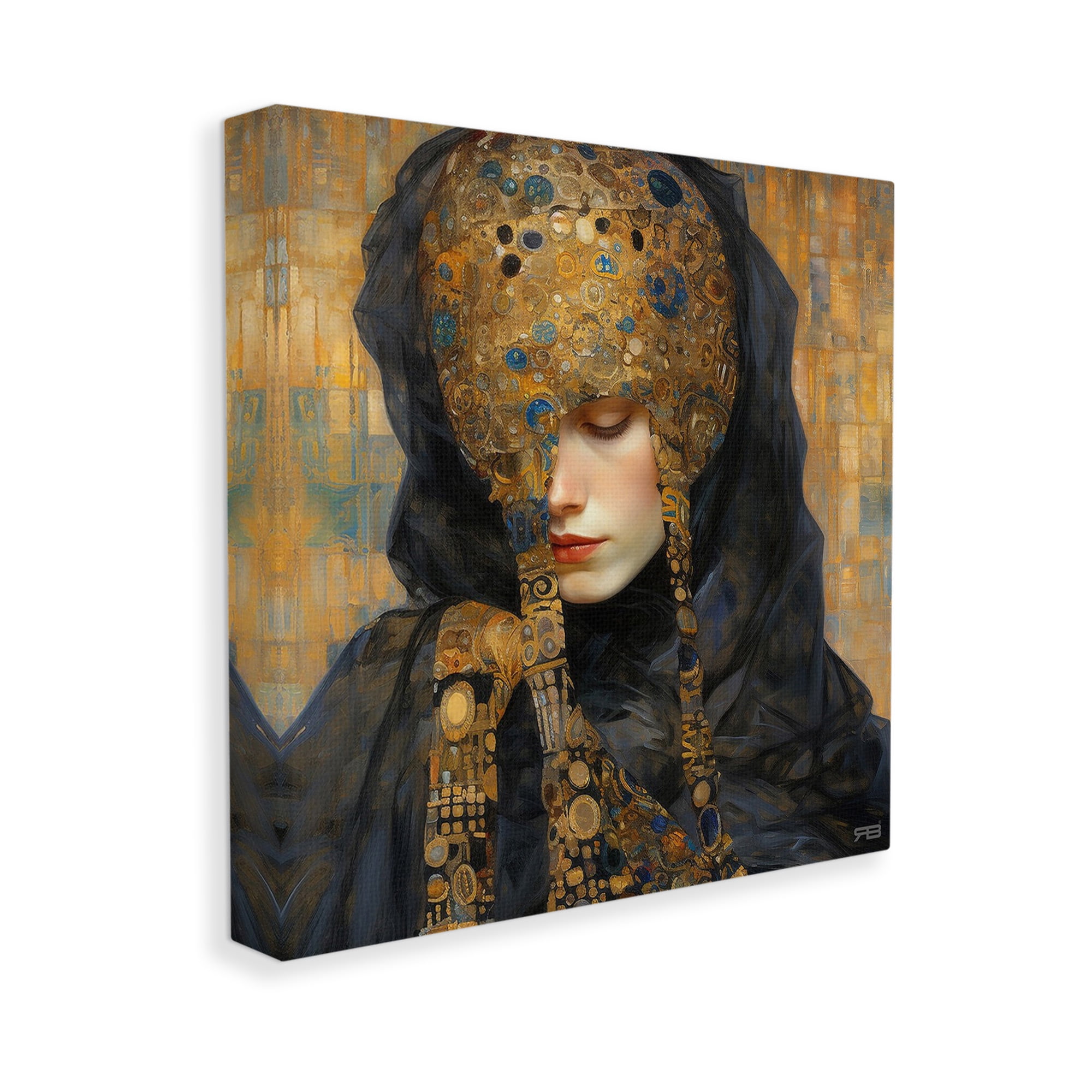 Stupell Industries Geometric Patterned Portrait Abstract Painting Gallery Wrapped Canvas Art Print Wall Art, 17 x 17