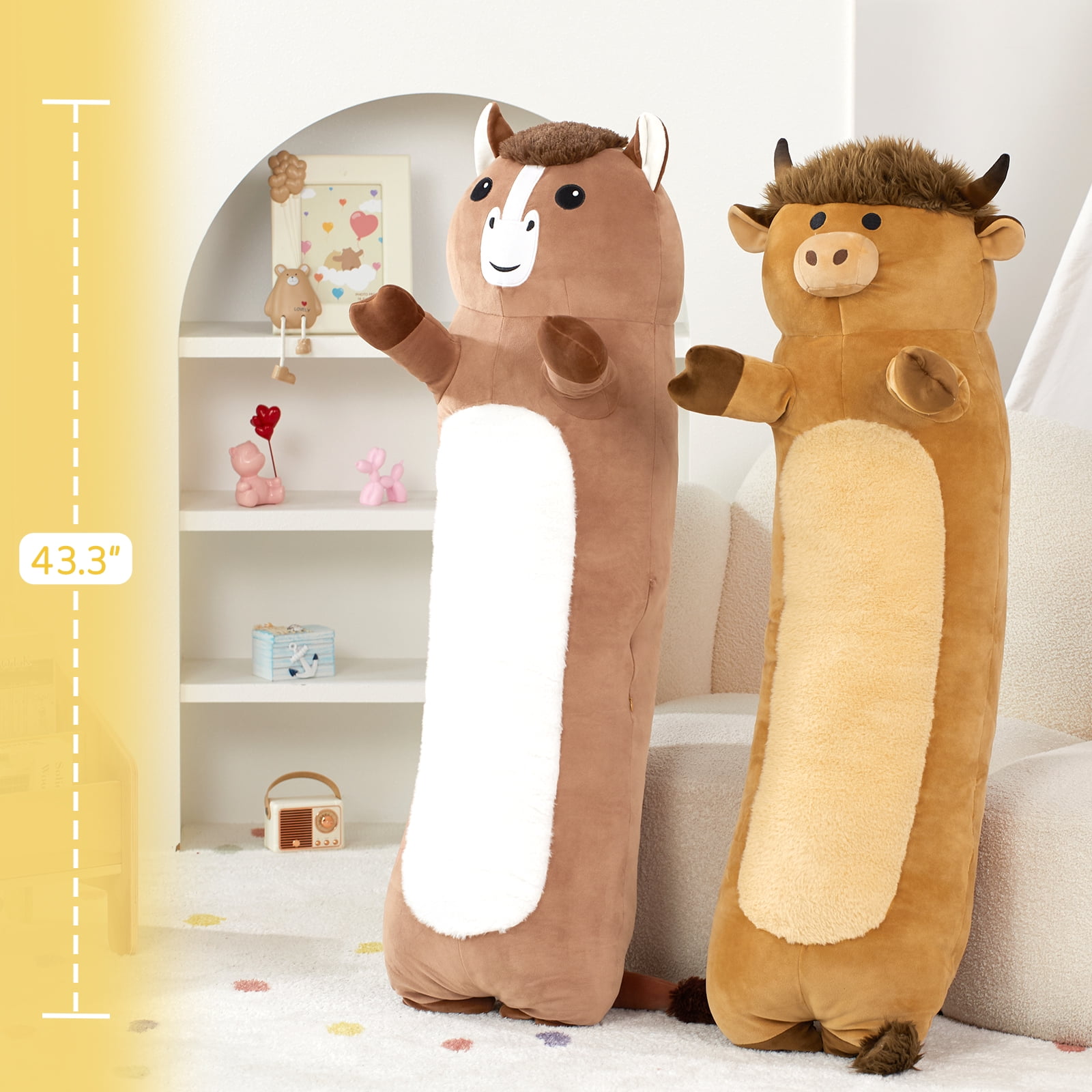MorisMos 43“ Giant Horse Stuffed Animals, Soft Long Stuffed Horse Boby Plush Pillow