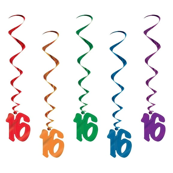 30 Piece Beistle 16th Birthday Party Whirls Asst Colors