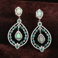 thumbnail image 1 of Natural Opal Emerald,Diamond Gemstone 925 Sterling Silver Earrings, 1 of 3