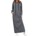 thumbnail image 4 of KDFJPTH Women Maxi Dress Long Sleeve Hooded Ladies Casual Hoodies Long Dresses Little Dress for Women, 4 of 7