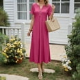 thumbnail image 4 of Xdegoge Summer Dresses for Women Clearance Under $10 Casual Dresses for Women Summer Casual Maxi Dress with Pockets Short Sleeve V Neck Sundress Beach Vacation Clothes Recent Orders I have Placed, 4 of 8