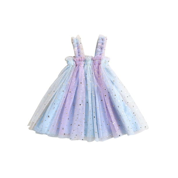 Bebé Niñas Tul Tutu Vestido Sin Mangas Estrellas Imprimir Fiesta de Cumpleaños Vestidos Nituyy Vestido de princesa de malla de lentejuelas para niñas