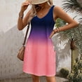 thumbnail image 4 of Cagogo Casual Loose Sleeveless Homecoming Dresses for Womens Summer V Neck Pockets Gradient Color Flowy Cover Ups Midi Swing Tank Tshirt Sun Dresses Going Out White Work Dresses, 4 of 6